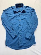J. Ferrar Dress Shirt Mens 15.5 Blue Cotton Stretch Poplin Modern Fit Business