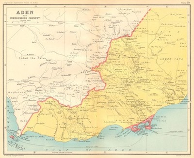 Britischer Aden. Südjemen. Lahij Abyan 1931 alte Vintage Karte Plan Chart