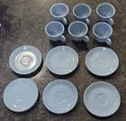 DISCONTINUED VINTAGE Fiestaware Periwinkle Blue Teacup and Saucers, set of 6