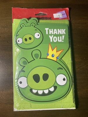 Angry Birds Movie Game Rovio Kids Birthday Party Thank You Notes Cards Pigs NIP