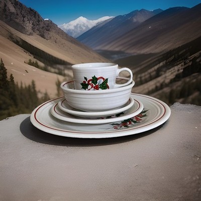 Fiesta Holly & Ribbon 5 Piece Place Setting~Fiestaware 