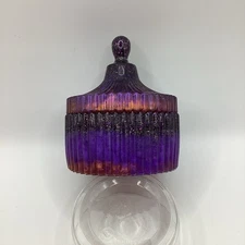 Handmade Resin Trinket Dish With Lid  Purple/Brown