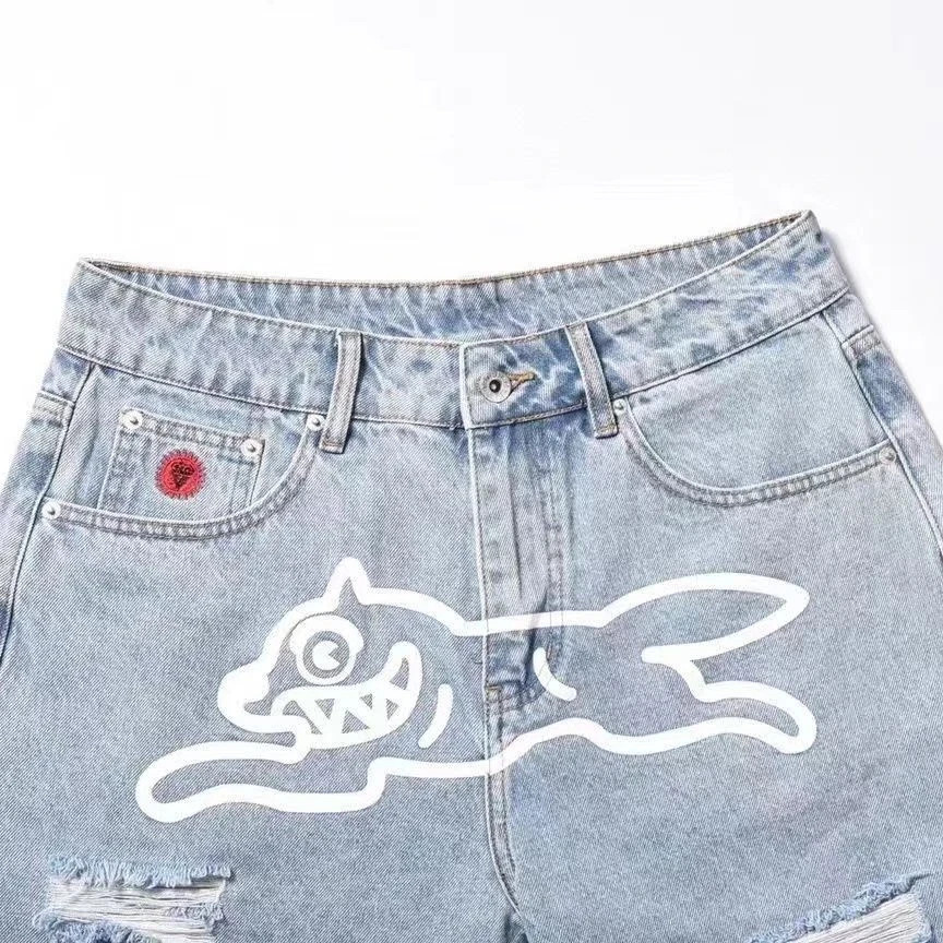 BBC Denim Shorts IceCream Running Dog Classic Jeans Mens High