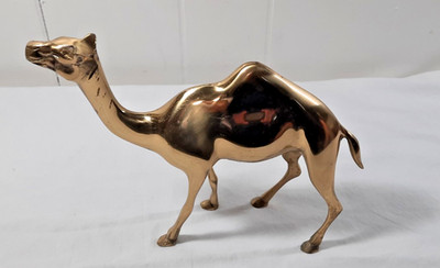 BRASS PLATED CAMEL  7'' TALL   10'' WIDE THE BOMBAY INDIA