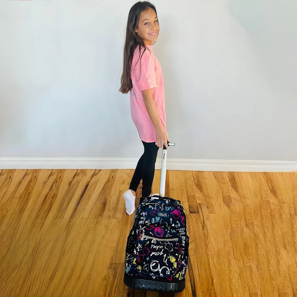 Mochila duradera con ruedas de 19 pulgadas para niños y niñas - perfecta para viajes escolares Foto 4 de 4