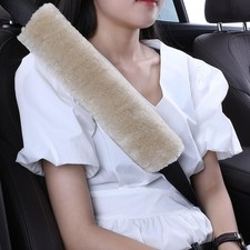 OGLAND 2 Pack 13.4inch Big Cozy Soft Sheepskin Seat Belt Cover Pad, Fluffy Seatb