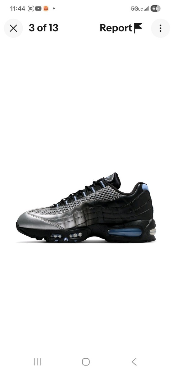 PALACE NIKE AIR MAX 95 BIG BUBBLE (BLACK/SILVER/BLUE) (SIZE 7.5