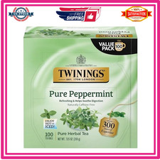 Twinings Pure Peppermint Herbal Tea, 100 Caffeine-Free Teabags, Individually Wr