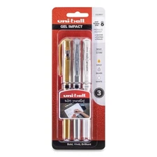 Impact Gel Pens, Bold Point (1.0mm), Assorted Metallic, 3 Count