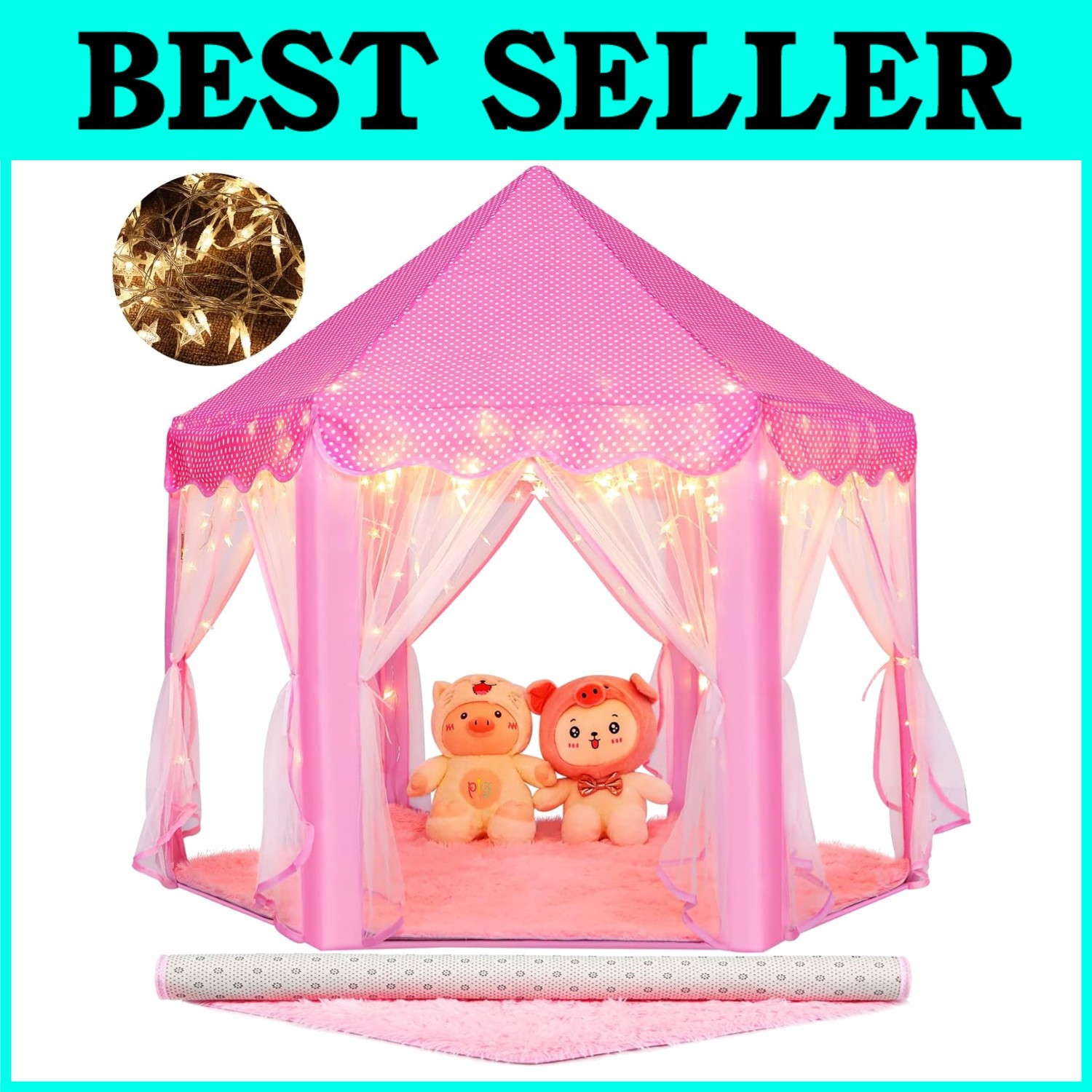 55'' x 53'' Princess Tent for Indoor and Outdoor Fun