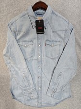 Levis Men's Barstow Classic Western Denim Pearl Snap Button Shirt Small NWT