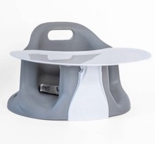 Upseat Baby Floor Seat Booster Chair with Removable Tray  Straps Gray
