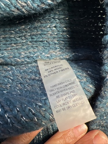 soft surroundings Women’s Teal Green metallic fibers Open knit sweater Size 1X - Picture 4 of 6