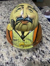 Vintage 1979 Bristol Ware Replica Businessman Roly Poly Tobacco Tin