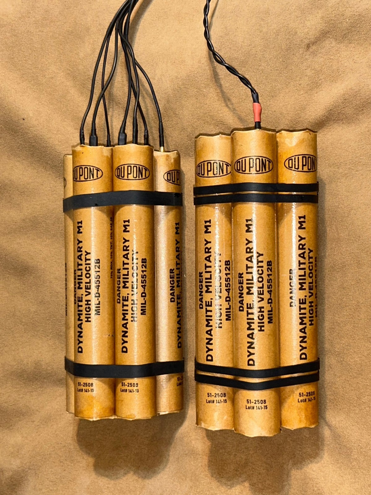 INERT DYNAMITE - 3 Stick Bundle w/ SIM Fuse Airsoft Cosplay TNT Movie prop  