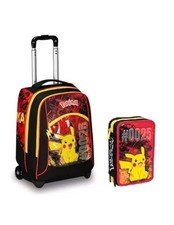POKEMON Zaino Trolley + Astuccio 3 Zip Riempito SEVEN SCUOLA Nuovi IMBALLATI 