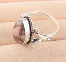 Pink Opal Turquoise Gemstone 925 Sterling Silver Handmade Statement Ring Jewelry