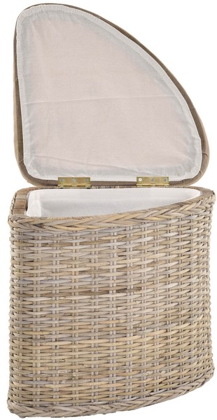 Rattan WäSchekorb WäSchetruhe Sitz Gepolstert WäSchesammler (Grau, Eckform)-image