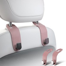 Car Headrest Hooks for Purses and Bags 2 Pack Leather Seat Organizers