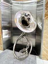 SOUSAPHONE 22"BELL TUBA PURE BRASS IN CHROME POLISH  MOUTHPC CASE  FREE SHIP