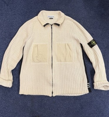 2005 Stone Island Vintage Zip-Up Knit Sweater Beige