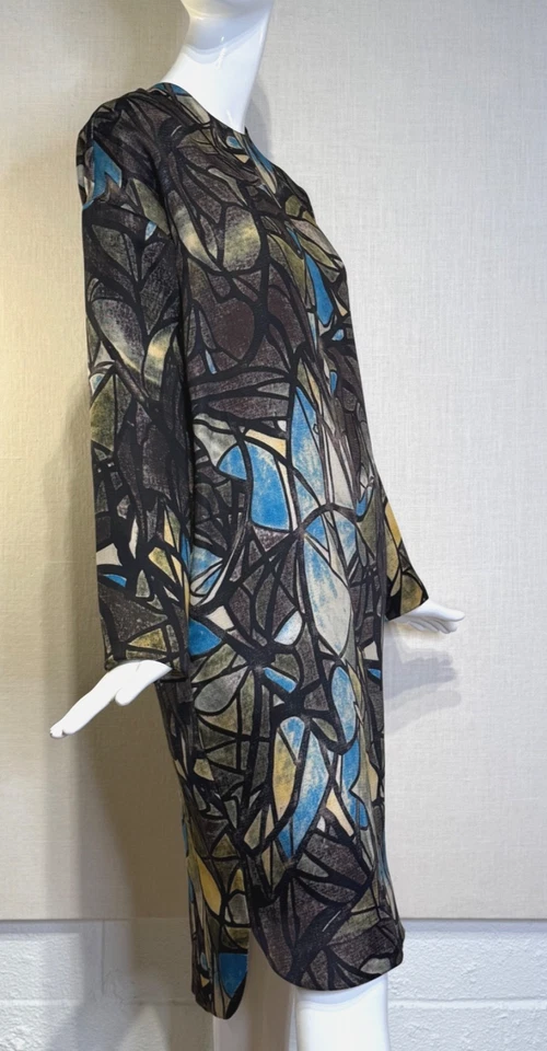 Vestido recto de lana de seda estampado catedral abstracto MARNI TALLA IT40, pasarela otoño 2008 Foto 2 de 4