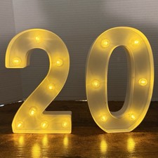 20th Birthday Anniversary Light Up Number Decorations Lights Plastic LED Battery