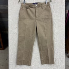 NYDJ Tan Skinny Jeans Capri Size 6 Made In USA Lift Tuck Technology  Jewel Cuff