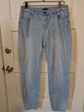 Forever 21 Women's Jeans Size 14 Light Wash Relaxed Fit Grunge Y2K Trashed