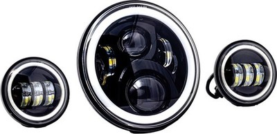 Letric Lighting LED Full-Halo Headlight with Turn Signals 7'' Black #LLC-ILHK-7BH