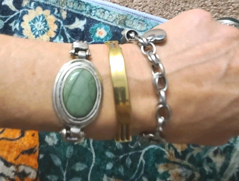 Трехцветный золотой медный серебристый браслет-застежка подходит для S-M 7 - Изображение 4 из 4