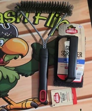 Soft-Grip 3 Sided Grill Brush Stainless Steel Expert Grill & BBQ Grill Brush New