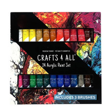 Acrylic Paint Set 24 Colors w/ Brushes  Non-Toxic Art Kit for Kids  Adults
