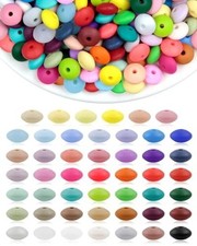 240PC Silicone Lentil Beads - 12mm 48 Colors Abacus Spacer 48Colors-240PCS