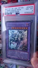 PSA 8 YuGiOh Elementarheld Chaos Neos GLAS-EN036 1st Edition Ghost Rare Card