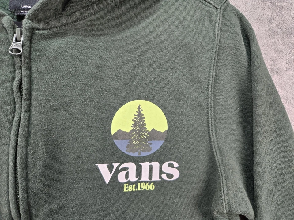 Vans Chaqueta Niños Grande Verde Fuera de la Pared Sudadera con Capucha Logo Skateboarding  Foto 4 de 4