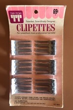 Vintage Set Of 18 Tip-Top Clipettes Metal Clips Professional Hair Sets 5619 New