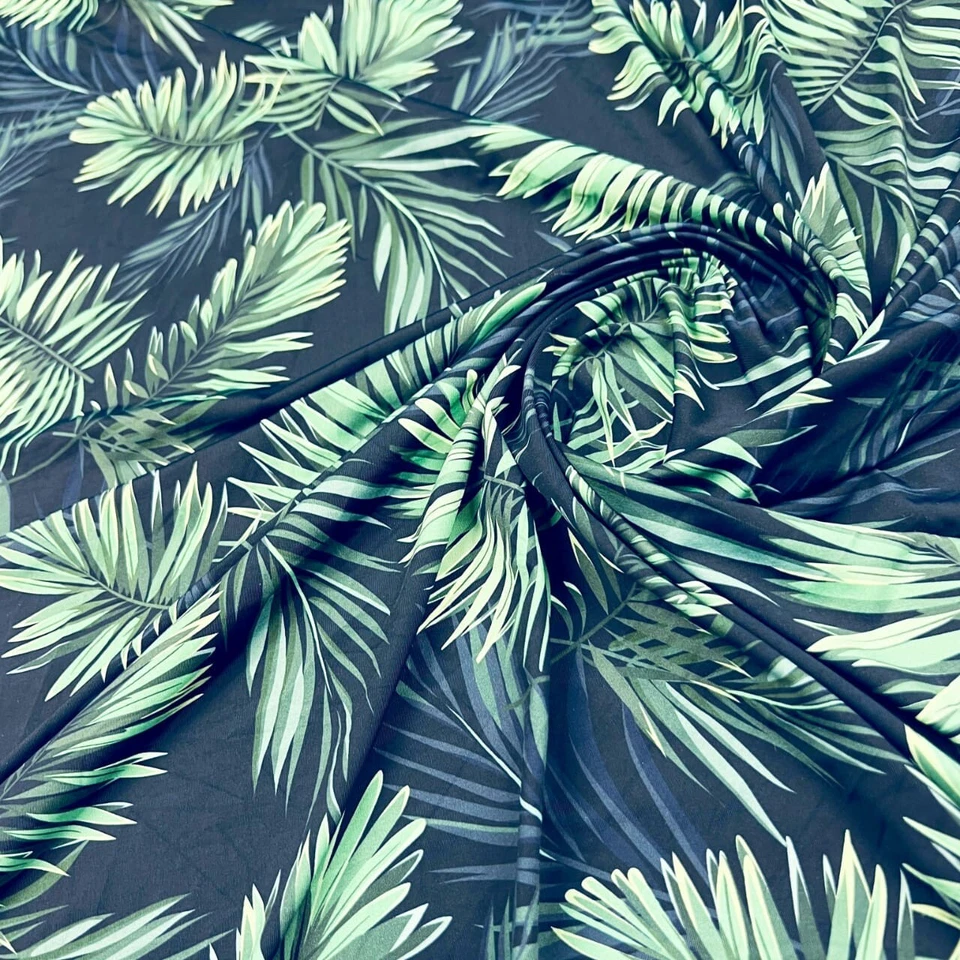 ENVÍO GRATUITO Tela Spandex Hojas Estampado Elastizado 60" de ancho por yarda para trajes de baño Foto 4 de 4