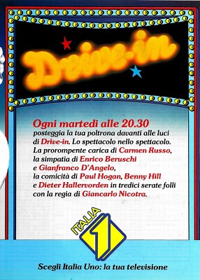 80er Jahre * Original Werbung ''Drive-In, jeden Dienstag um 20:30 Uhr Ital wählen