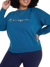 Champion Women's Campus French Terry Crew Sweatshirt w/ Logo Size XL Blue