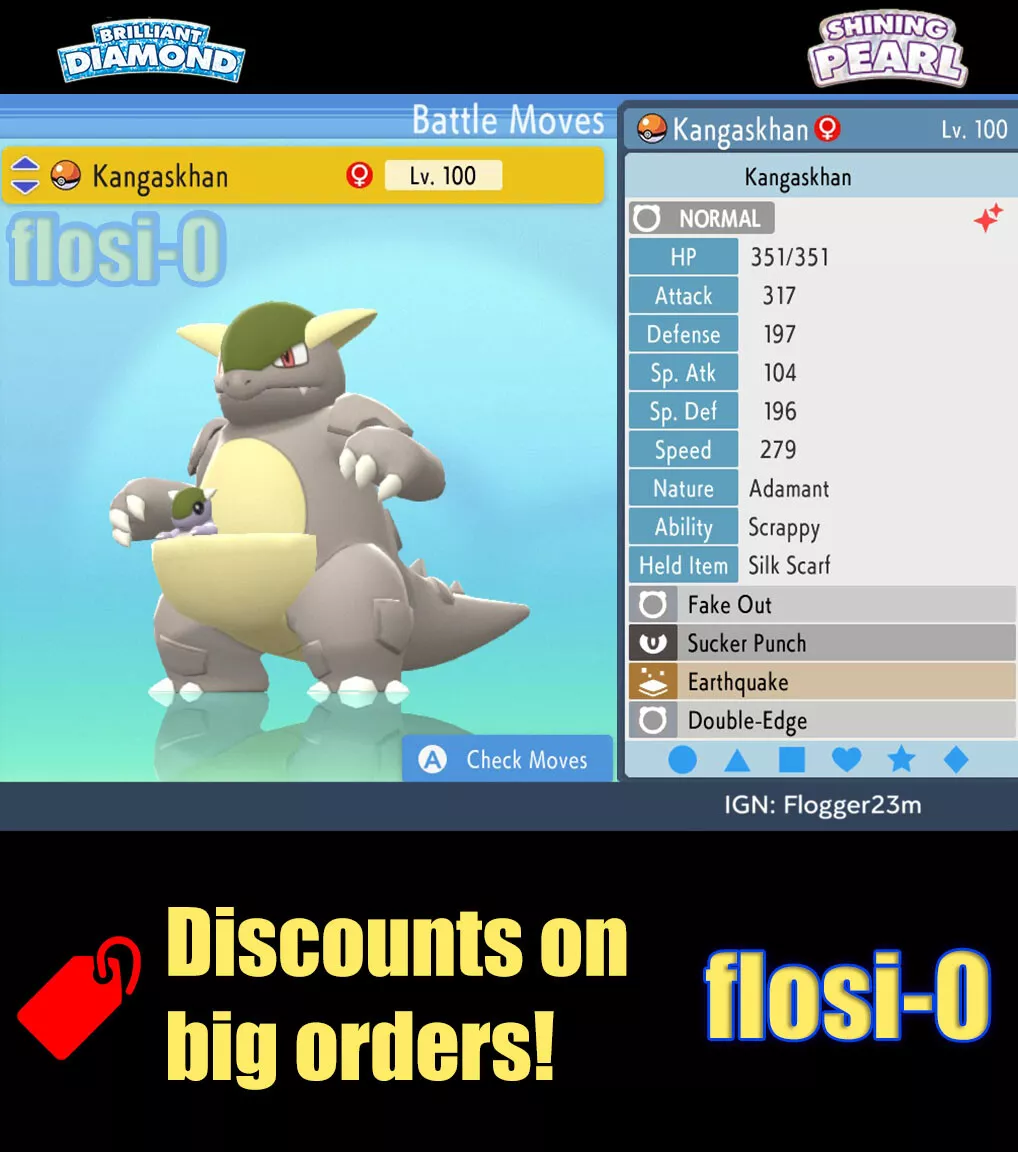 6IV Shiny Kangaskhan Pokemon Brilliant Diamond and Shining Pearl