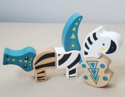 KUMBA Magnetic Wooden Blocks Montessori Toy Crocodile & Zebra NEW