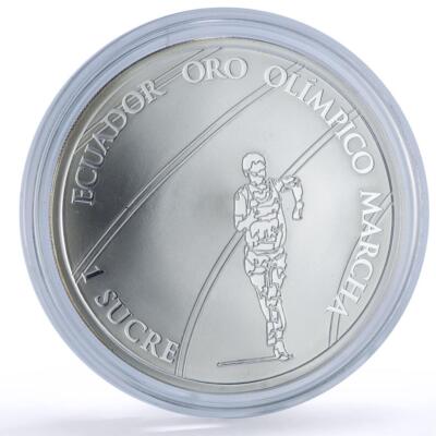 Ecuador 1 sucre Race Walking Olympics Ibero-American proof silver coin 2007