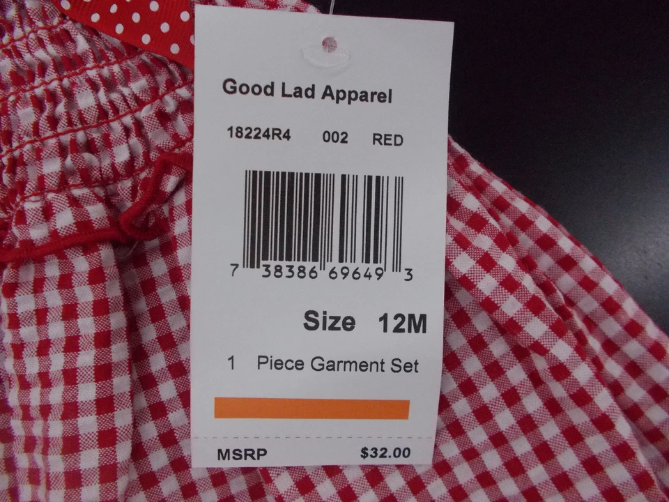 Vestido Ladybug a Cuadros Rojo y Negro Bebé y Niñas Good Lad $32 - $36 Talla 12m - 6X Foto 3 de 3