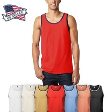 Men's Tank Top Muscle Gym Sleeveless Plain T-Shirts Tee A-Shirt 100 Cotton NEW