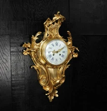Large Ormolu Rococo Cartel Wall Clock Antique French Louis XV