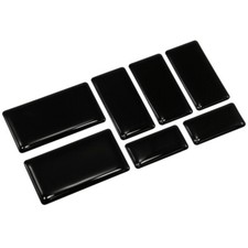 Set of 7 Black Square Blank Stickers Decal Gloss Domed Gel Resin Self Adhesive