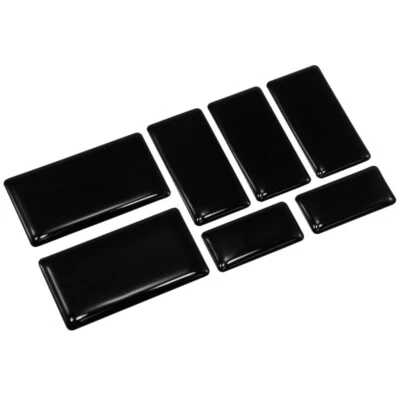 EJ PARTS Set of 7 Black Square Blank Stickers Decal Gloss Domed Gel Resin Self Adhesive