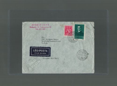 1940 Pan Am Airmail Cover Budapest Hungary to Norfolk Connecticut via NY USA - Picture 1 of 2