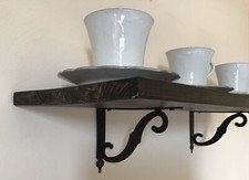 Mensola ripiano in legno massello nuova in  Abete noce scuro Bagno Sala 60x20